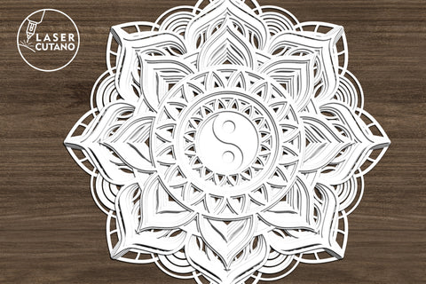 Mandala Yin Yang Multilayer Laser Cut Files, Mandala, Round Sign SVG, 3D Designs SVG LaserCutano 