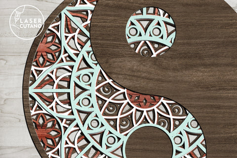 MANDALA YIN YANG Multilayer Laser Cut Files, Mandala, Round Sign SVG, 3D Designs SVG LaserCutano 