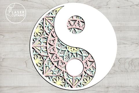 MANDALA YIN YANG Multilayer Laser Cut Files, Mandala, Round Sign SVG, 3D Designs SVG LaserCutano 