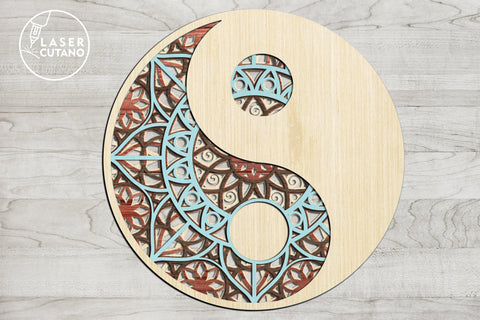 MANDALA YIN YANG Multilayer Laser Cut Files, Mandala, Round Sign SVG, 3D Designs SVG LaserCutano 
