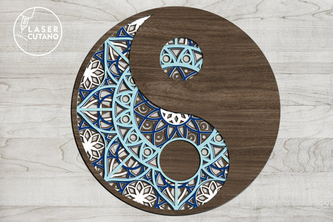 MANDALA YIN YANG Multilayer Laser Cut Files, Mandala, Round Sign SVG, 3D Designs SVG LaserCutano 