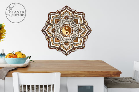 Mandala Yin Yang Multilayer Laser Cut Files, Mandala, Round Sign SVG, 3D Designs SVG LaserCutano 