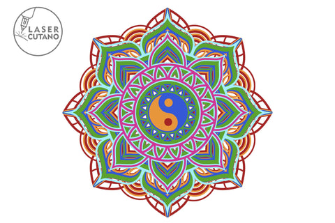 Mandala Yin Yang Multilayer Laser Cut Files, Mandala, Round Sign SVG, 3D Designs SVG LaserCutano 