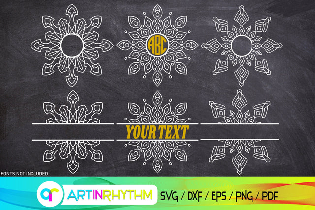mandalas, mandala svg, split frame SVG Artinrhythm shop 