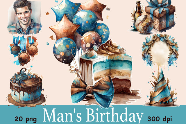 Mans Birthday Clipart | Birthday Sublimation PNG Bundle SVG GlamArtZhanna 