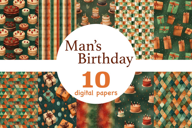 Mans Birthday Seamless Pattern | Celebration Digital Paper Digital Pattern GlamArtZhanna 