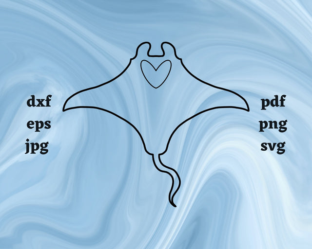 Manta Ray Heart SVG Cut File SVG Northern Light SVG 