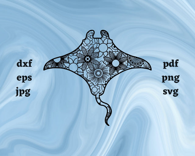 Manta Ray Mandala SVG Cut File SVG Northern Light SVG 