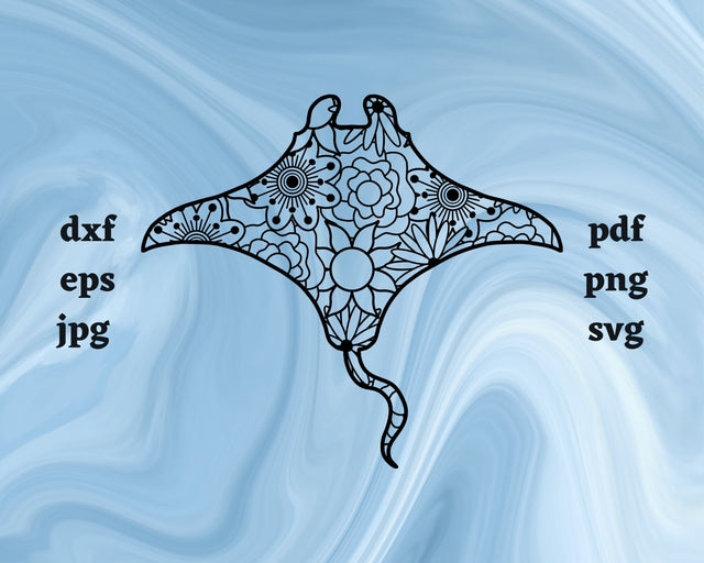 Manta Ray Mandala SVG Cut File SVG Northern Light SVG 