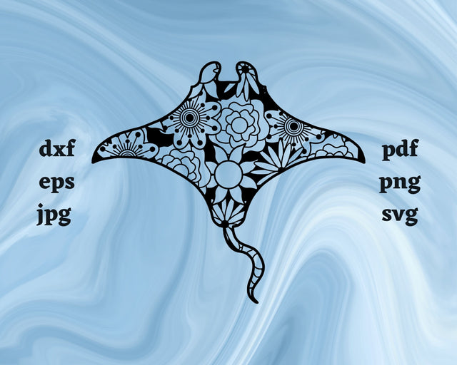 Manta Ray Mandala SVG Cut File SVG Northern Light SVG 