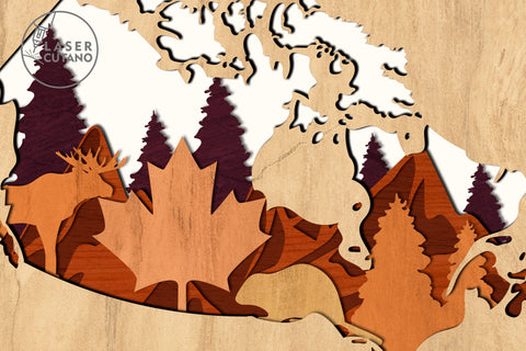 Map CANADA Multilayer Laser Cut File Wall Art Panel SVG LaserCutano 