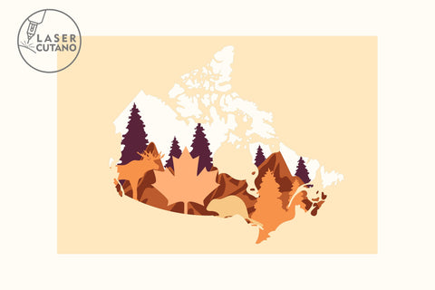Map CANADA Multilayer Laser Cut File Wall Art Panel SVG LaserCutano 
