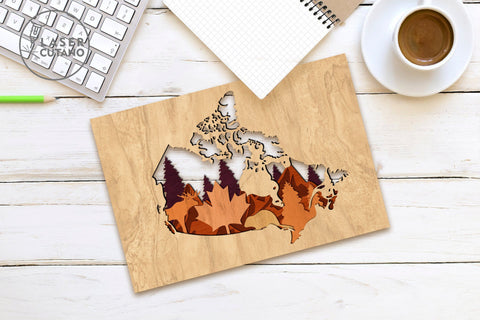 Map CANADA Multilayer Laser Cut File Wall Art Panel SVG LaserCutano 