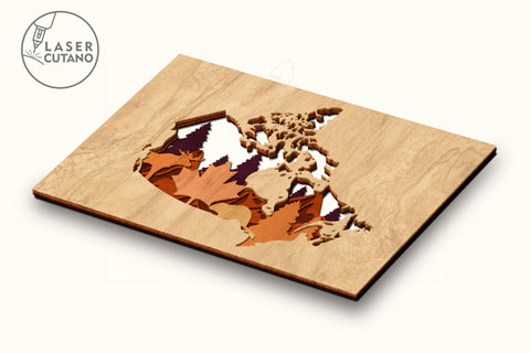 Map CANADA Multilayer Laser Cut File Wall Art Panel SVG LaserCutano 