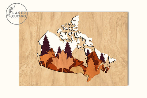 Map CANADA Multilayer Laser Cut File Wall Art Panel SVG LaserCutano 