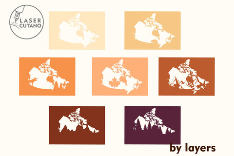 Map CANADA Multilayer Laser Cut File Wall Art Panel SVG LaserCutano 