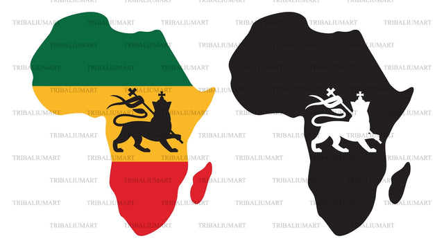 Map of Africa and the lion of Judah SVG TribaliumArtSF 