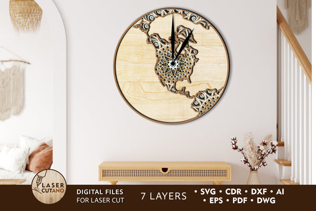 MAP USA WATCH Multilayer Laser Cut Files, Mandala, Round Sign SVG, 3D Designs, Paper Craft SVG LaserCutano 
