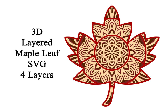 Maple Leaf Layered Mandala SVG SVG Digital Honeybee 