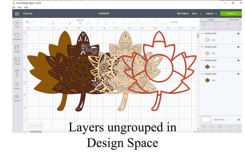 Maple Leaf Layered Mandala SVG SVG Digital Honeybee 