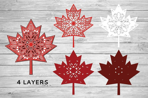 Maple Leaf SVG 3d Layered, Canada Day SVG, Mandala Cut File. 3D Paper Elinorka 