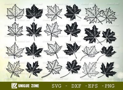 Maple Leaf SVG Bundle, Leaf Silhouette, Fall Leaves Svg, Autumn Leaves Svg, Thanksgiving Svg, SVG Unique Zone 