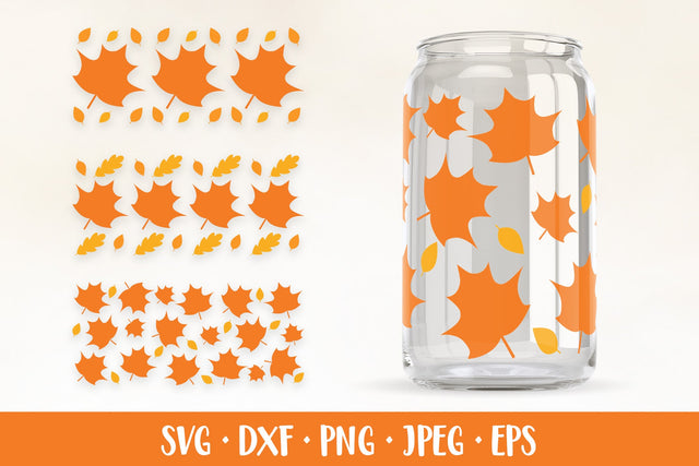 Maple Leaves Can Glass Wrap SVG. Autumn Glass Can 3 Designs SVG LaBelezoka 