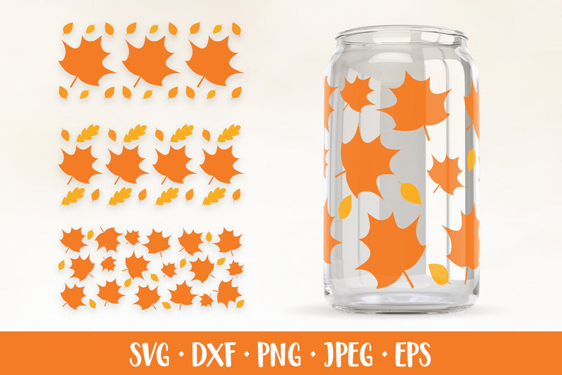 Maple Leaves Can Glass Wrap SVG. Autumn Glass Can 3 Designs SVG LaBelezoka 