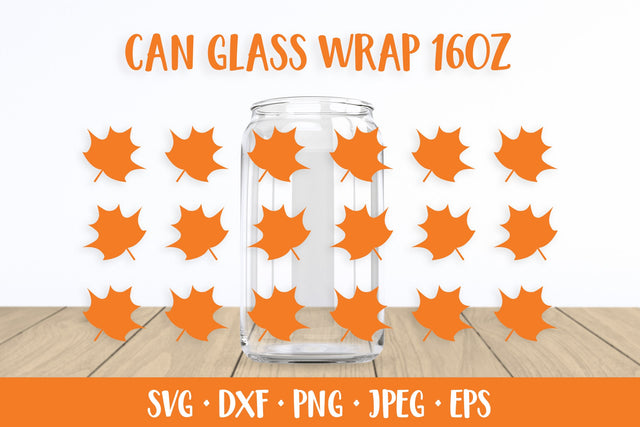 Maple Leaves Can Glass Wrap SVG. Autumn Glass Can SVG LaBelezoka 