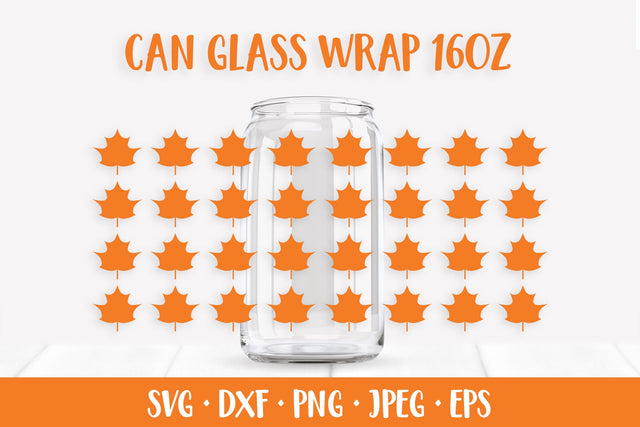 Maple Leaves Can Glass Wrap SVG. Fall Glass Can SVG LaBelezoka 