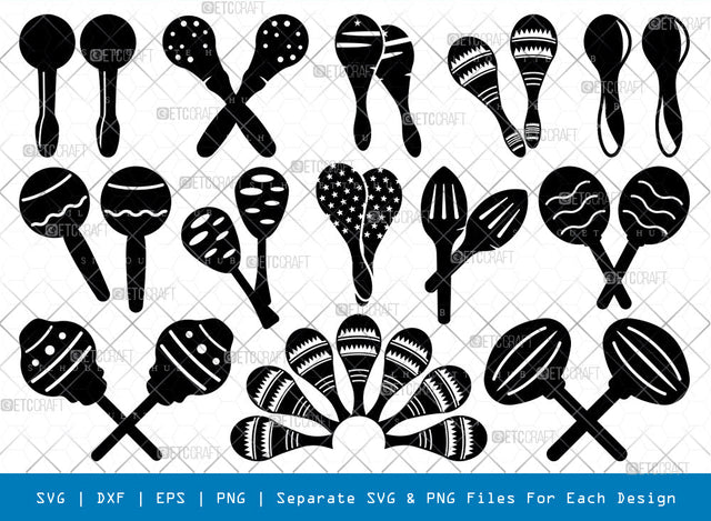 Maracas Pair SVG, Toys Silhouette, Mexican Toys Svg, Mini Maracas Svg, Maracas Svg, Neon Maracas Svg, Badge Svg, Toys Bundle SVG ETC Craft 