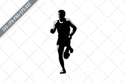 Marathon Runner Running Front Silhouette Retro Black and White SVG Patrimonio Designs Limited 