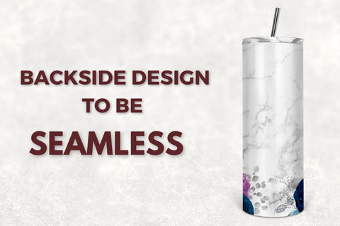 Marble Floral Glitter Sublimation Tumbler Design, Seamless 20oz Skinny Tumbler Wraps Templates - PNG Digital Download Sublimation TumblersByPhill 