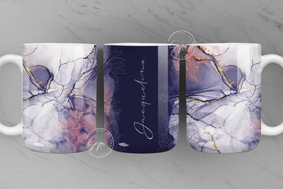 Marble Floral Gold Abstract Sublimation Mug Wrap, Add Your Own Name, Marble Mug Wrap Pattern, 11 & 15 Oz Mug Press Sublimation Wrap Sublimation Syre Digital Creations 