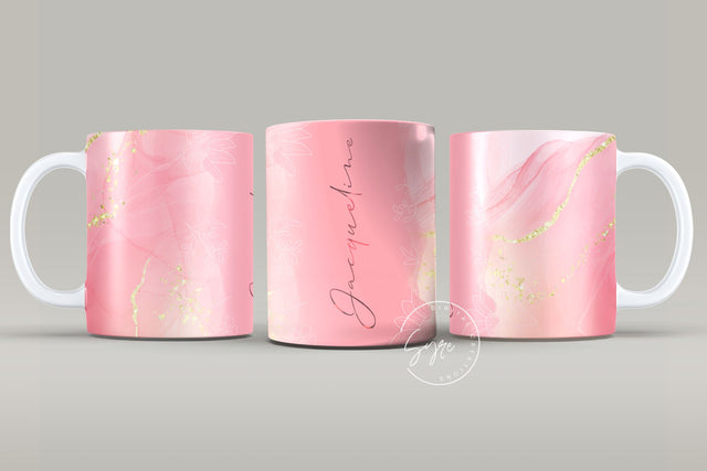 Marble Gold Glitter Abstract Sublimation Mug Wrap, Add Your Own Name, Marble Mug Wrap Pattern, 11 & 15 Oz Mug Cricut Press Sublimation Wrap Sublimation Syre Digital Creations 