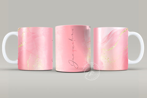 Marble Gold Glitter Abstract Sublimation Mug Wrap, Add Your Own Name, Marble Mug Wrap Pattern, 11 & 15 Oz Mug Cricut Press Sublimation Wrap Sublimation Syre Digital Creations 