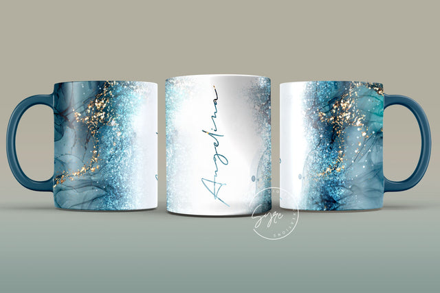 Marble Gold Glitter Abstract Sublimation Mug Wrap, Add Your Own Name, Marble Mug Wrap Pattern, 11 & 15 Oz Mug Cricut Press Sublimation Wrap Sublimation Syre Digital Creations 