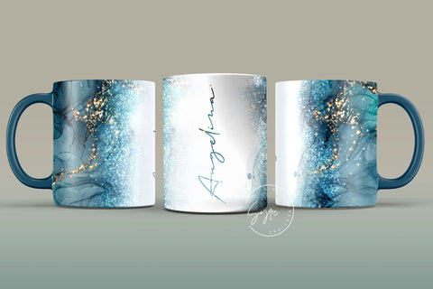 Marble Gold Glitter Abstract Sublimation Mug Wrap, Add Your Own Name, Marble Mug Wrap Pattern, 11 & 15 Oz Mug Cricut Press Sublimation Wrap Sublimation Syre Digital Creations 