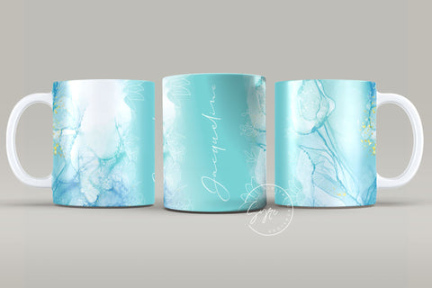 Marble Gold Glitter Abstract Sublimation Mug Wrap, Add Your Own Name, Marble Mug Wrap Pattern, 11 & 15 Oz Mug Cricut Press Sublimation Wrap Sublimation Syre Digital Creations 