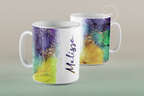 Marble Gold Mug, Add Your Own Name, Mardi Gras, Mug Sublimation Design PNG, Mardi Gras Gift, 11 & 15 Oz Mug Cricut Press Sublimation Wrap Sublimation Syre Digital Creations 