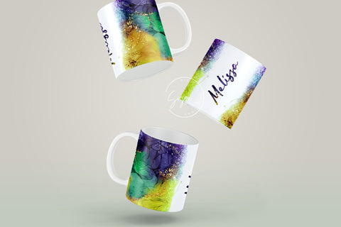 Marble Gold Mug, Add Your Own Name, Mardi Gras, Mug Sublimation Design PNG, Mardi Gras Gift, 11 & 15 Oz Mug Cricut Press Sublimation Wrap Sublimation Syre Digital Creations 