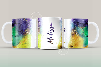 Marble Gold Mug, Add Your Own Name, Mardi Gras, Mug Sublimation Design PNG, Mardi Gras Gift, 11 & 15 Oz Mug Cricut Press Sublimation Wrap Sublimation Syre Digital Creations 