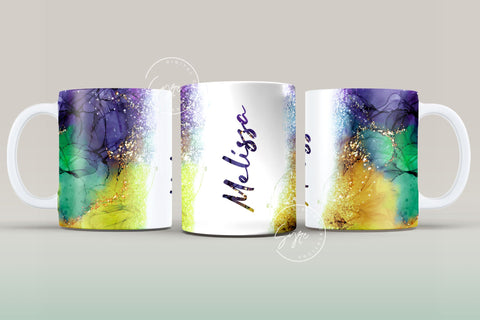 Marble Gold Mug, Add Your Own Name, Mardi Gras, Mug Sublimation Design PNG, Mardi Gras Gift, 11 & 15 Oz Mug Cricut Press Sublimation Wrap Sublimation Syre Digital Creations 