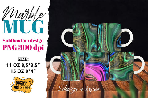 Marble sublimation mug 11oz 15oz. Neon glitter 5 design PNG Sublimation Yustaf Art Store 