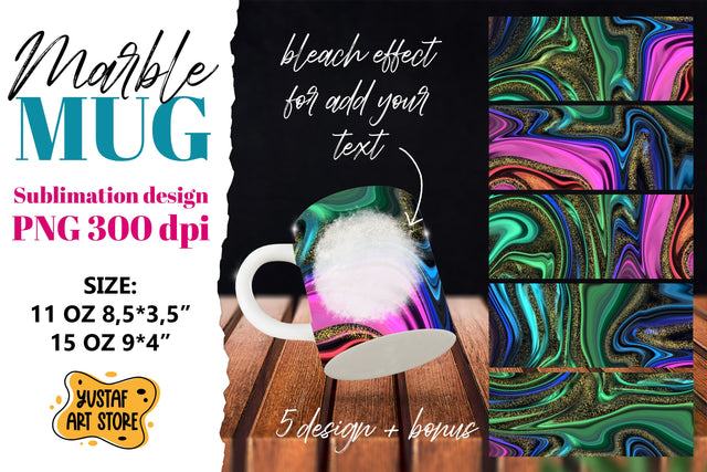 Marble sublimation mug 11oz 15oz. Neon glitter 5 design PNG Sublimation Yustaf Art Store 