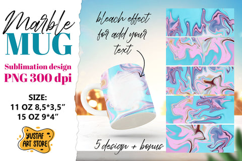 Marble sublimation mug. Blue and pink fluid art marble mug Sublimation Yustaf Art Store 