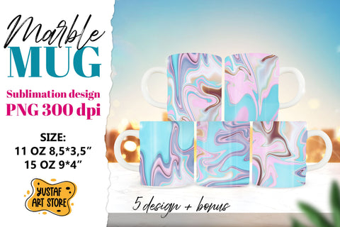 Marble sublimation mug. Blue and pink fluid art marble mug Sublimation Yustaf Art Store 