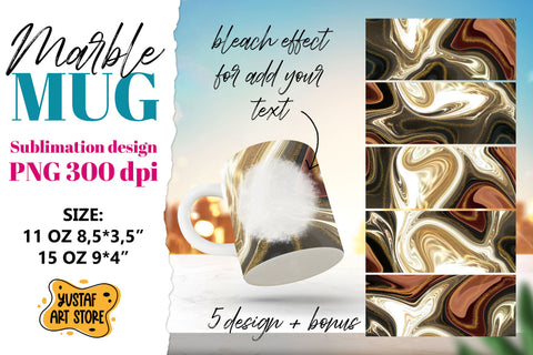 Marble sublimation mug. Brown glow marble 5 design 11oz 15oz Sublimation Yustaf Art Store 