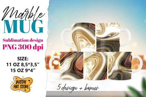 Marble sublimation mug. Brown glow marble 5 design 11oz 15oz Sublimation Yustaf Art Store 