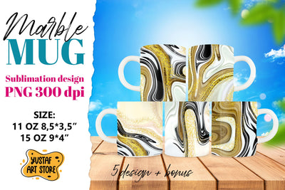 Marble sublimation mug. Fluid art marble 5 design 11oz 15oz Sublimation Yustaf Art Store 